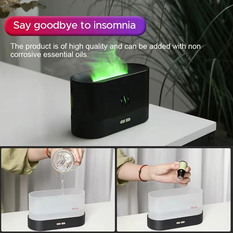 Vissko Aroma Flame Diffuser 180ML Air Humidifier Ultrasonic Aromatherapy Cool Mist Maker Essential Oil Lamp Difusers For Home Beauty World Shop