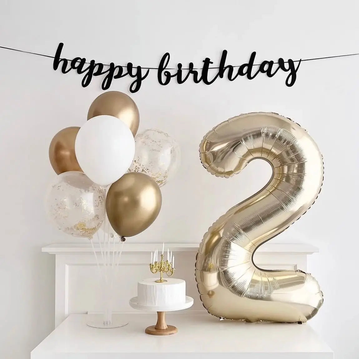1PCS 40 inch large white gold light gold digital foil balloon for girls' birthdays helium big number0-9 balloon decoration Beauty World Shop