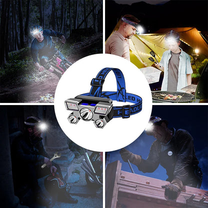 USB Rechargeable Headlamp Portable 5LED Headlight Built In Battery Torch Portable Working Light Fishing Camping Head Light For T Beauty Fashion