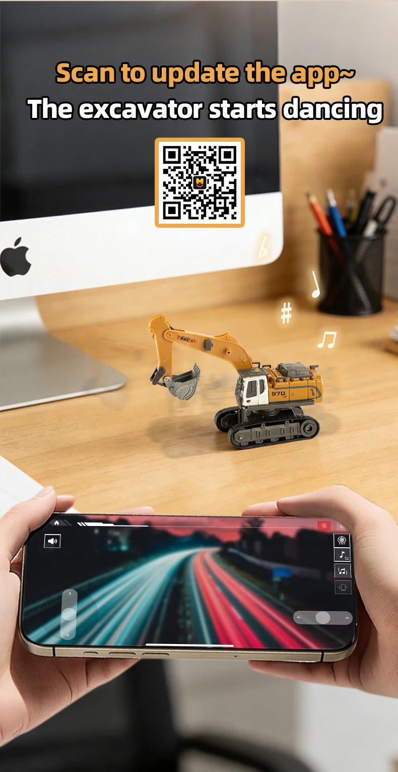 ZWN 1:64 RC Model Car 2.4G Remote Control Excavator Dump Truck Forklift Alloy Plastic Simulation Construction Vehicle Kids Toy Beauty World Shop