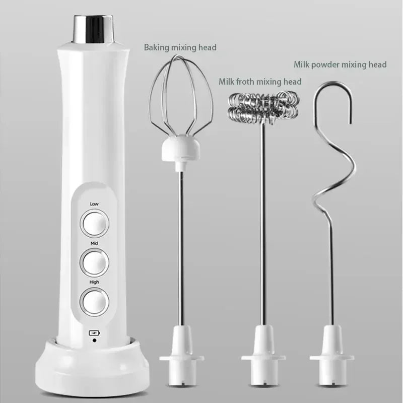 Wireless Milk Foam USB Rechargeable Handheld Electric Foam Maker 3 Speeds for Latte Cappuccino Hot Chocolate Coffee Whisk Mixer Beauty World Shop
