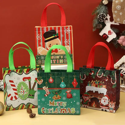 4pcs Christmas Gift Bags Santa Claus Snowman Non-Woven Christmas Tote Bag with Handles Christmas Decorations For Home 2025 Gifts Beauty World Shop
