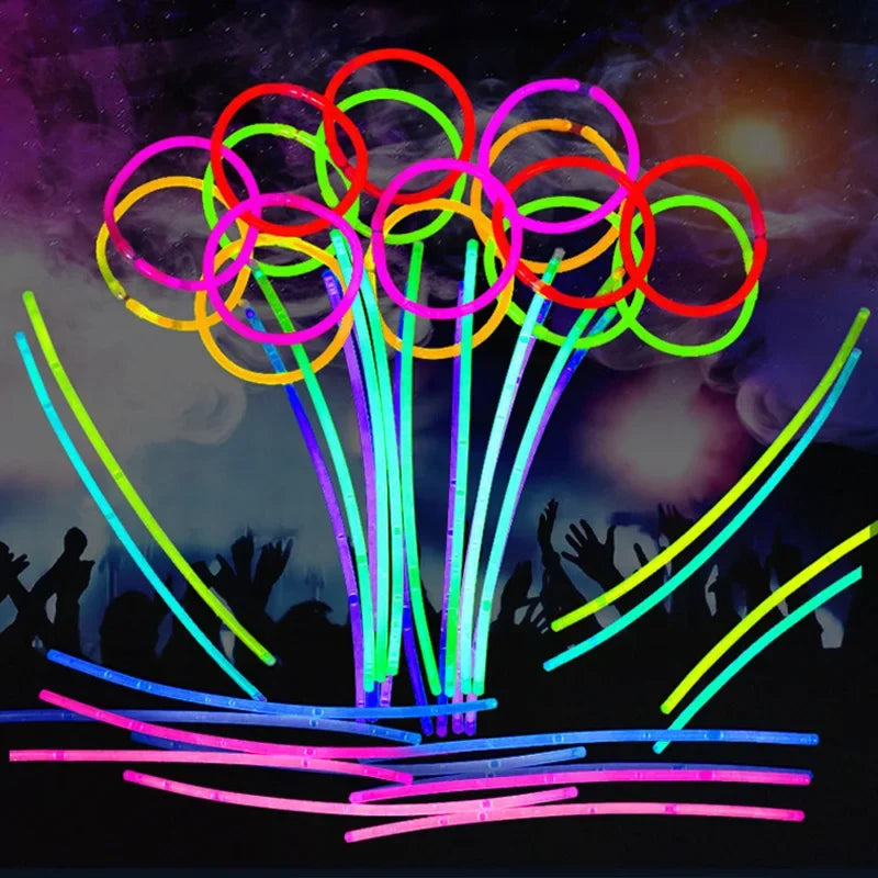50/100Pcs Fluorescence Sticks Party Multicolor Glowing Stick Bright Colorful Light Bright Bendable Glow Bracelet Party Supplies Beauty World Shop