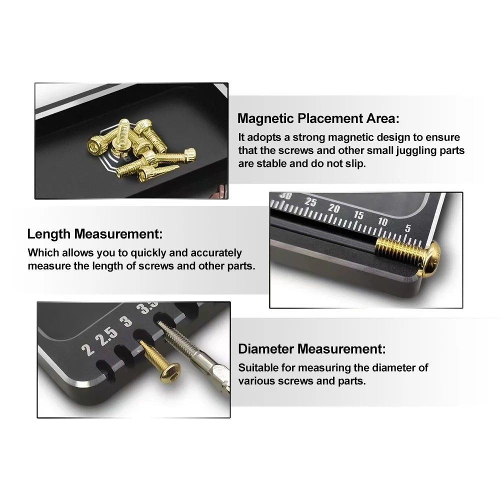 9IMOD RC Screw Tray with Magnetic Pad Aluminium Alloy Magnet Screws Disk Storage Plate for RC Airplane Car Boat Repair Tool Beauty Fashion