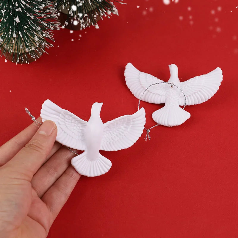 1/4pcs Resin White Dove Christmas Ornaments Xmas Tree Hanging Pendants 2026 New Year Party Home Wall DIY Decoration Kids Gifts Beauty World Shop