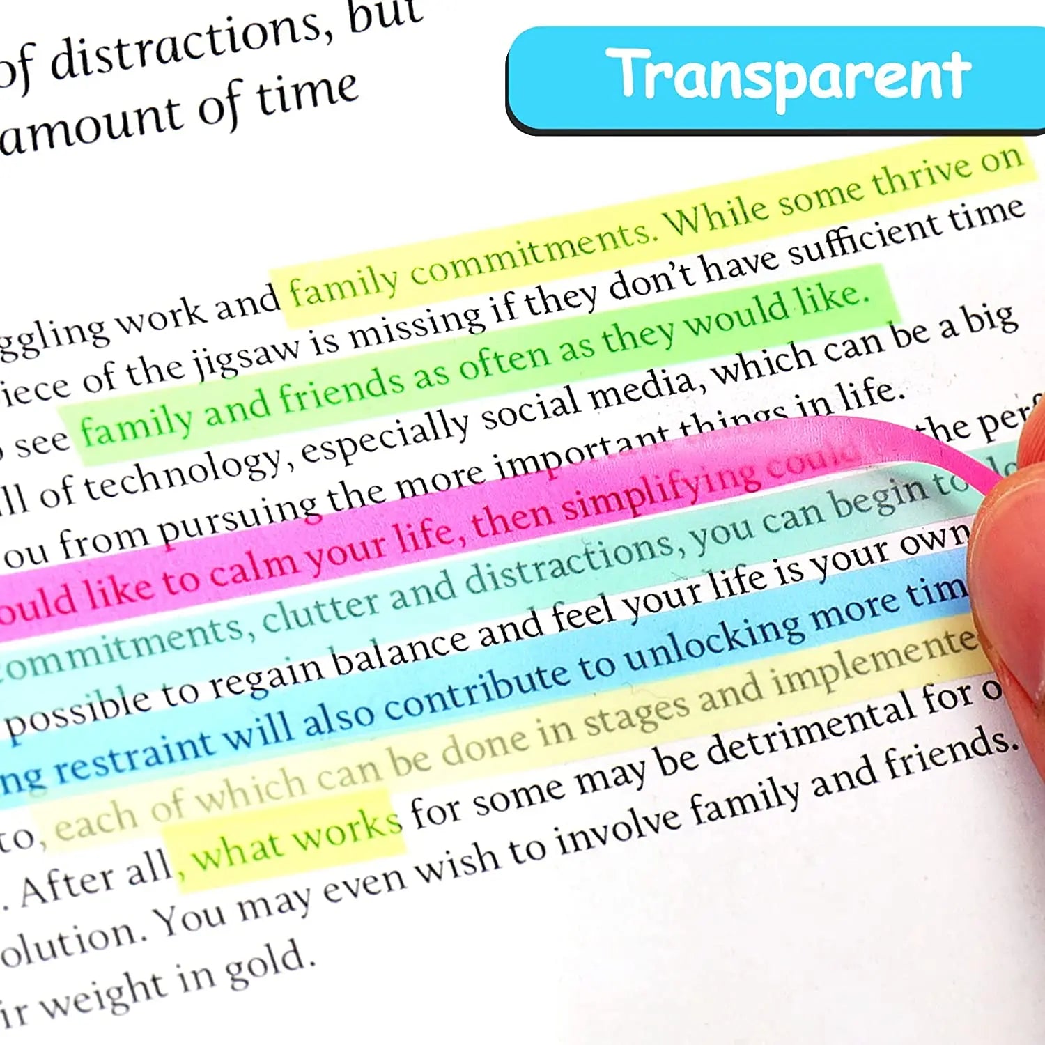 5 Roll 5 Colors Stickers Transparent Fluorescent Index Tabs Flags 5m Sticky Note Stationery Children Gift School Office Supplies Beauty World Shop