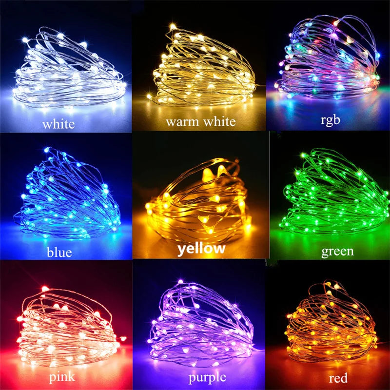 USB Led Fairy Lights Copper Wire String 20M 200LED Holiday Outdoor Lamp Garland For Christmas Tree Wedding Party Decoration Beauty World Shop
