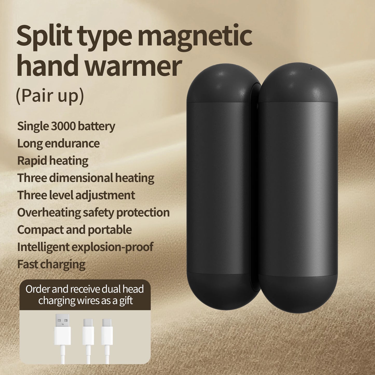 Hand Warmers Rechargeable 2 Pack Magnetic 3 Settings Fast Heating Electric Portable Pocket Heater for Women Men Outdoor Camping Beauty World Shop