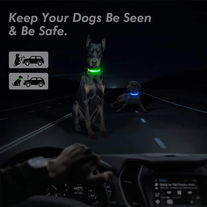 USB Rechargeable Luminous Collar Adjustable Led Glowing Dog Collar for Large Small Dogs Cat Night Light Collar Pet Safety Harnes Beauty World Shop