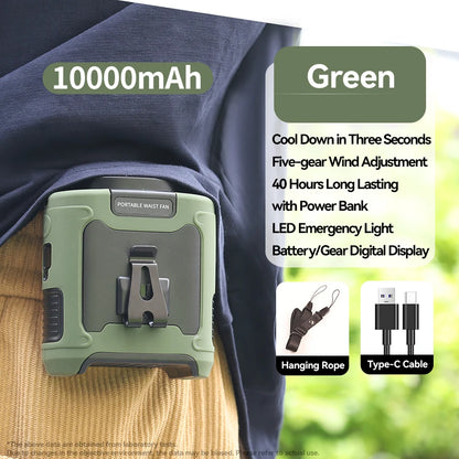 Portable Waist Fan Hanging Neck Fan 5 Speed Strong Wind with LED Lighting for Sports Courier Outdoor Working 10000/20000mAh Beauty World Shop