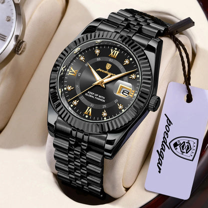 POEDAGAR Original Men Wristwatch Waterproof Luminous Date Business Man Clock Stainless Steel Quartz Military Men's Watches Reloj Beauty World Shop