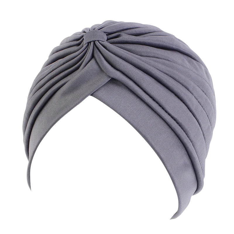 New Knotted Ruffle Turban Ladies Soft Headscarf Casual Streetwear Female Muslim Hijab Indian Hats Cancer Chemo Cap Turbante Beauty World Shop