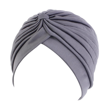 New Knotted Ruffle Turban Ladies Soft Headscarf Casual Streetwear Female Muslim Hijab Indian Hats Cancer Chemo Cap Turbante Beauty World Shop