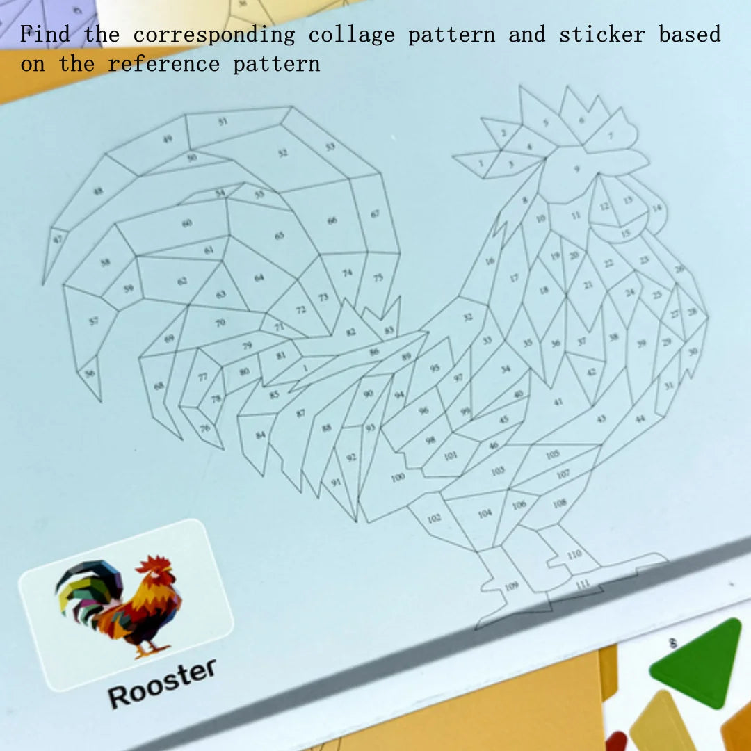 3D Geometric Heteroideus Animal Puzzle Stickers Puzzle Stress Relieving Block Drawing DIY Stickers Basic /Advanced Version/2PCS Beauty World Shop