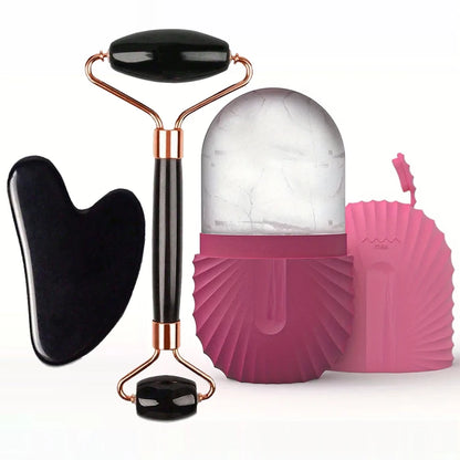 1/2/3pcs Ice Face Roller Facial Skincare Ice Roller Set,Facial Roller GuaSha FaceTool Set,Face Massage Roller Lifting Contouring Beauty World Shop