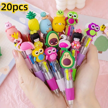 5-20Pcs/Lot Cute Cartoon 4 Color Mini Ballpoint Pen KawaiiUnicorn Flamingo Retractable Stationery Gift SchooOoffice Supplies Beauty World Shop