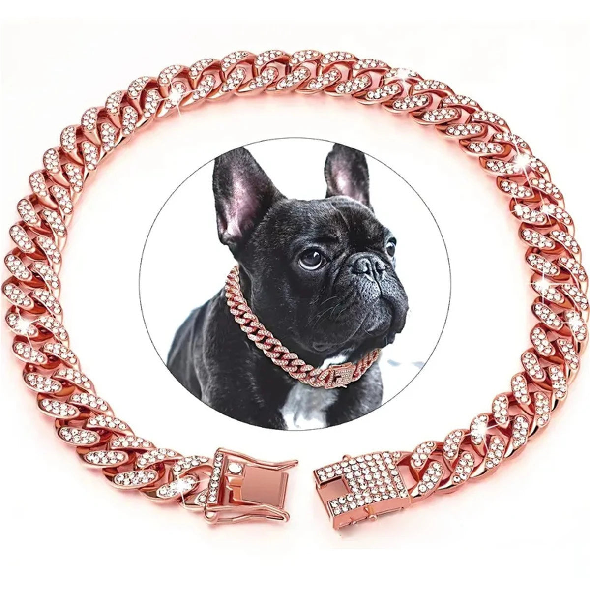 New Style Pet Collar Necklace Cat Dog Full Diamond Cuban Chains Dog Chains Lock Buckle Gold Silver Rose Gold Pet Supplies Beauty World Shop