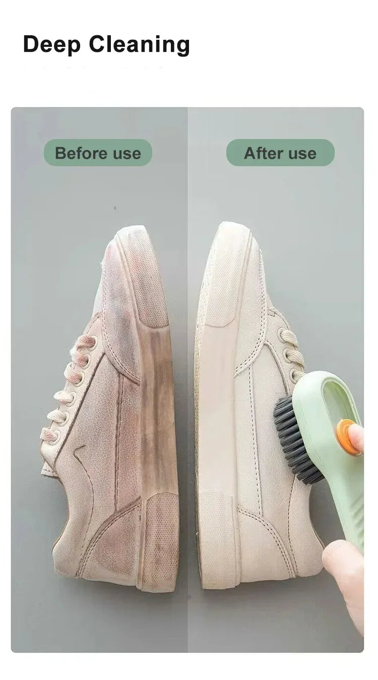 Multifunction Cleaning Shoe Brush Soft Automatic Liquid Shoe Brush Long Handle Clothes Soap Brush With Hook Clean Tool Beauty Fashion