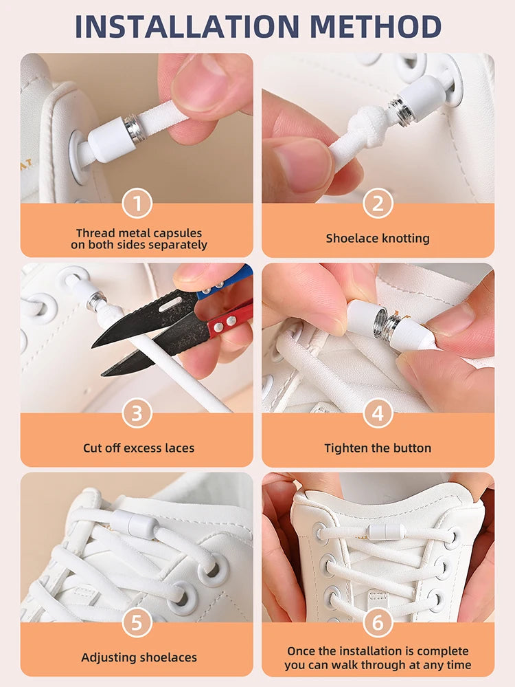Elastic No Tie Shoelaces Semicircle Shoe Laces For Kids and Adult Sneakers Shoelace Quick Lazy Metal Lock Laces Shoe Strings Beauty World Shop