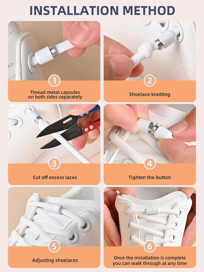 Elastic No Tie Shoelaces Semicircle Shoe Laces For Kids and Adult Sneakers Shoelace Quick Lazy Metal Lock Laces Shoe Strings Beauty World Shop