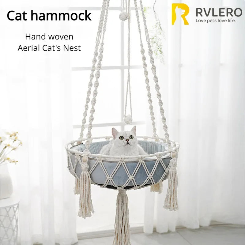 Winter Pet Hammock Cat Swing Hand Woven Cotton Rope Cats Hanging Basket  Kitten Hanging String Den Indoor Pend Nest Pet Supplies Beauty World Shop