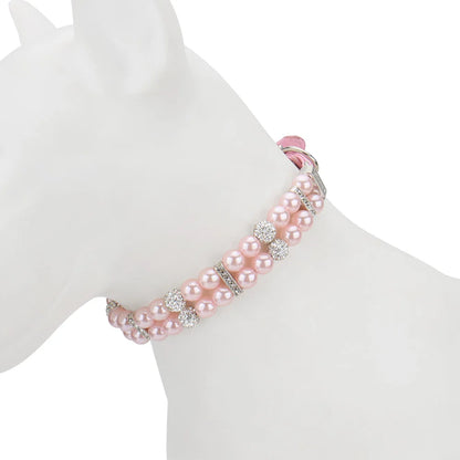 Pearl Pet Collar Artificial Pearls Rhinestone Dog Collar For Cat Necklace Wedding Party Pink Blue Green Beauty World Shop