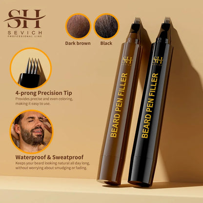Waterproof Beard Pen Filler Men Moustache Coloring Pen Beard Coloring Filling Enhancer Black Fiber Hair Beard Stuffing Pen Tool Beauty World Shop