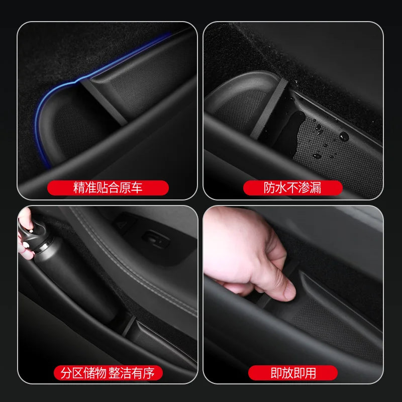 For Tesla Model Y Juniper 2025 Car Door Storage Pad 5PCS TPE Central Control Water Cup Holder Mat Organizer Tray Car Accessories Beauty World Shop