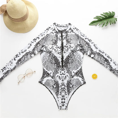 2026 Surfing Sport Swimsuit Long Sleeves Women One Piece Swimsuit  Swimwear Solid Monokini Bathing Suit Tropical Bodysuit Female Beauty World Shop