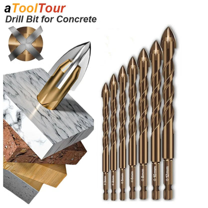 Masonry Concrete Drill Bits For Glass Ceramic Tile Brick Plastic Wood Mason Hard Alloy Wall Hole Opener Hex Shank 3mm To 12mm Beauty World Shop