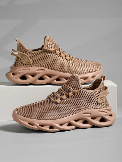 Men Sports Running Black Jogging Shoes Casual Sneakers Brown Outdoor Breathable Mesh Women Light Shock-absorption Black Tennis Beauty World Shop