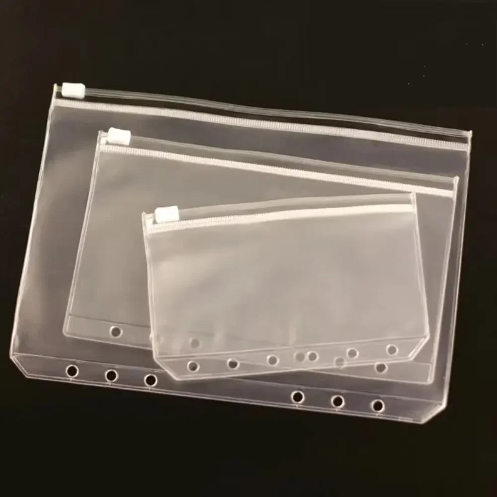 10Pcs  A5 A6 A7 Binder Pocket Binder Zipper Folders for 6 Ring Notebook Divider Page Waterproof PVC Leaf Document Filing Bag Beauty World Shop