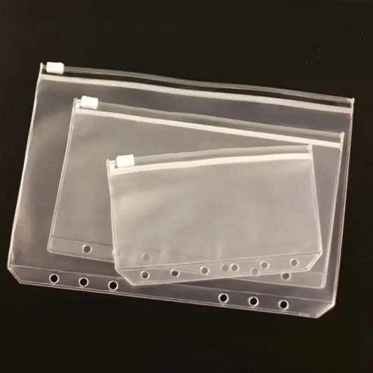 10Pcs  A5 A6 A7 Binder Pocket Binder Zipper Folders for 6 Ring Notebook Divider Page Waterproof PVC Leaf Document Filing Bag Beauty World Shop