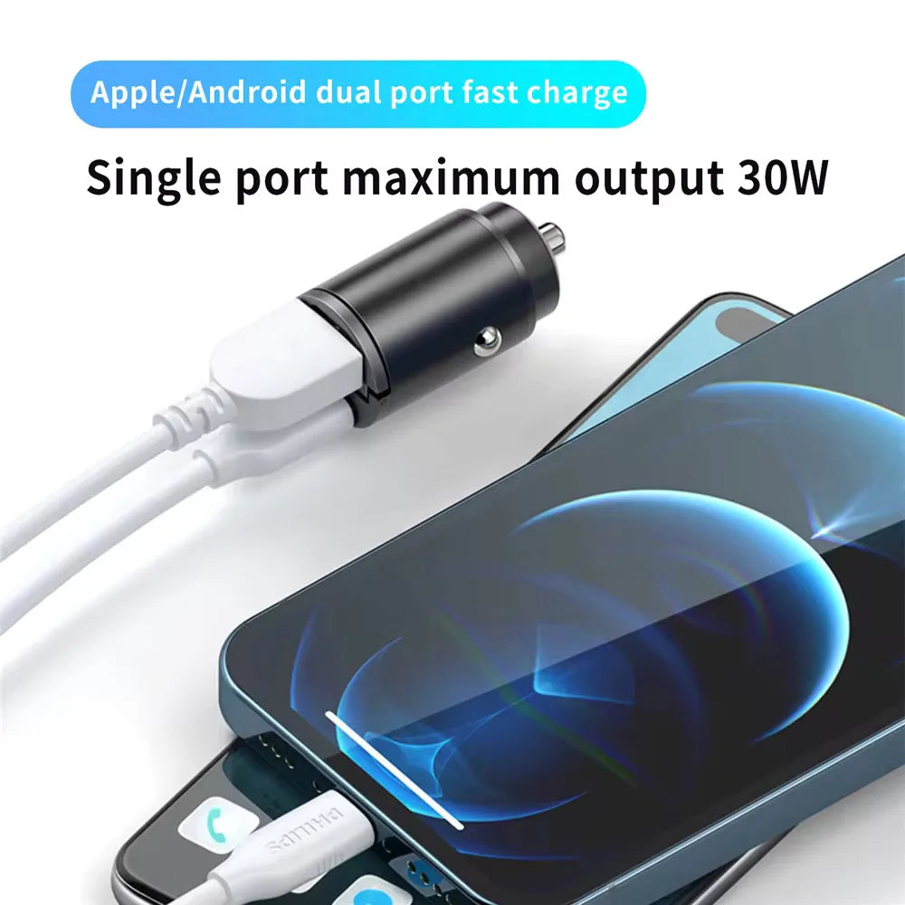 100W/200W QC3.0 PD Mini Car Charger 12-24V Lighter Fast Charging Car USB Type C Charger for Xiaomi Samsung Huawei iPhone Power Beauty World Shop