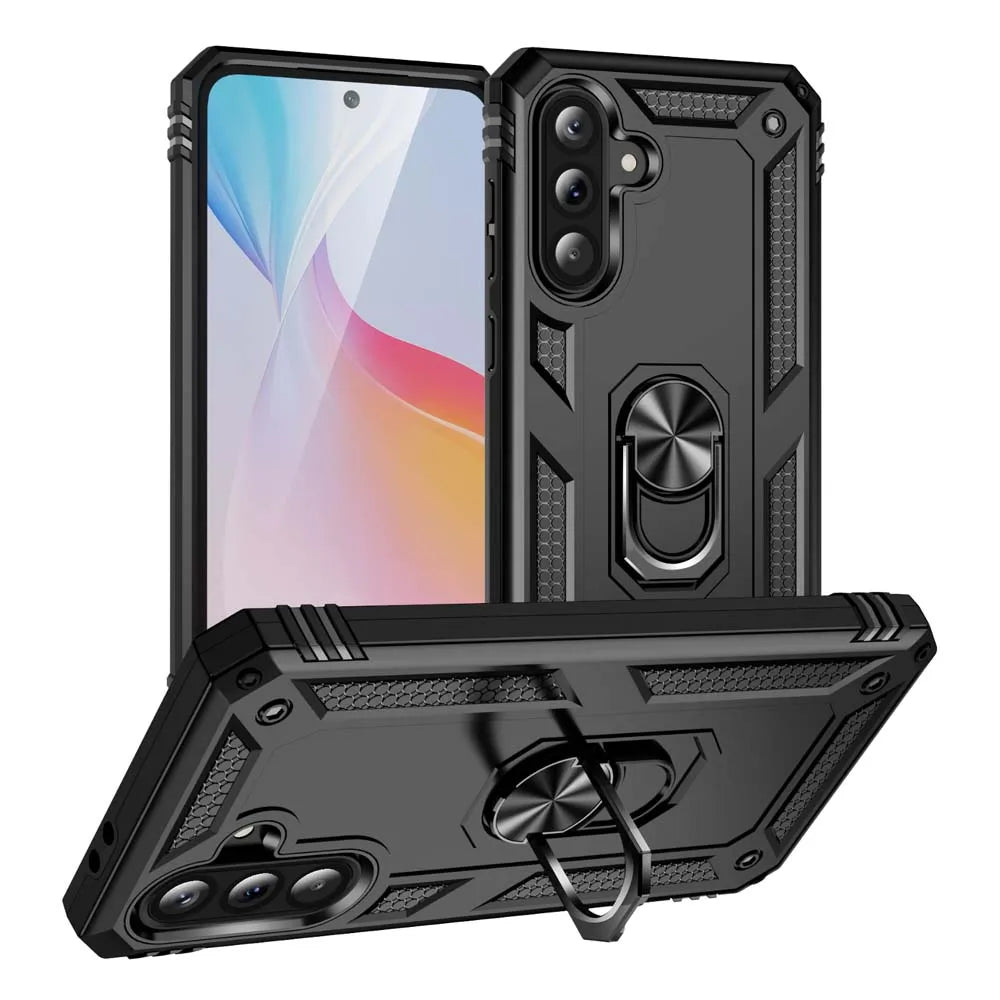 Shockproof Armor For Samsung Galaxy A56 A36 A26 5G Case Phone Case Ring Stand Bumper Silicone Phone Back Cover Beauty World Shop