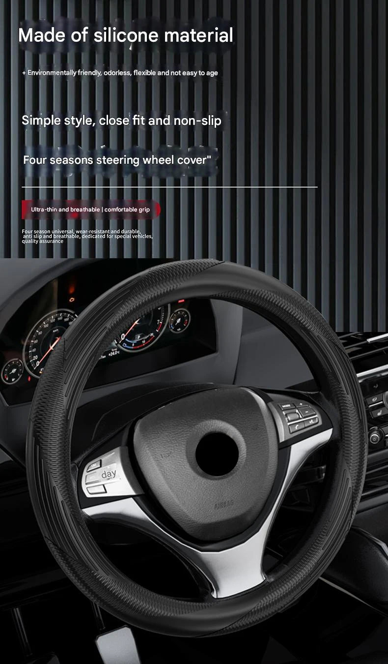 Summer fashion non-slip four-season universal soft silicone car steering wheel cover for men and women Beauty World Shop
