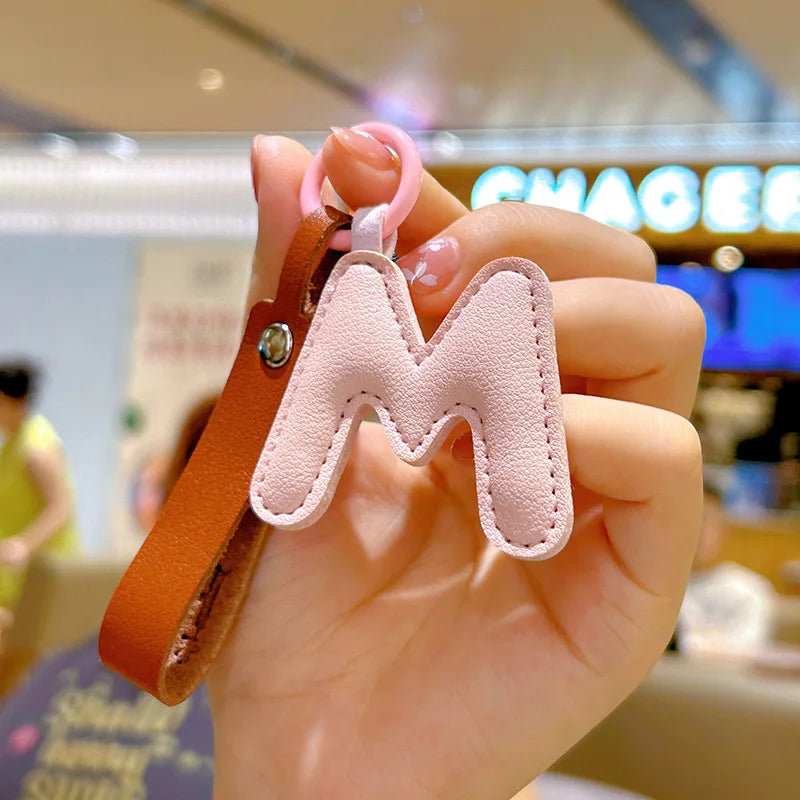 Creative PU Leather 26 Letter Keychains Fashion Alphabet Keyrings Handbag Ornaments Pendant Car Key Holder Accessories Gifts Beauty World Shop