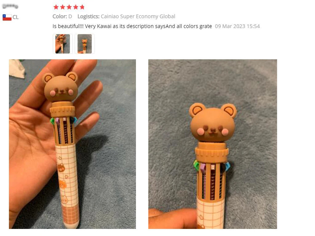 10 Colors Ballpoint Pen Cartoon Bear 0.5mm Colorful Ink Gel Pens Silicone Kawaii Pens School Office Supplies Korean Stationery Beauty World Shop