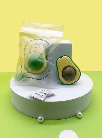 Avocado Catnip Ball Rotatable Pet Toy Mint Ball Wall Stickup Cat Snacks For Kitten Cat Cartoon Pet Teeth Cleaning Supplies