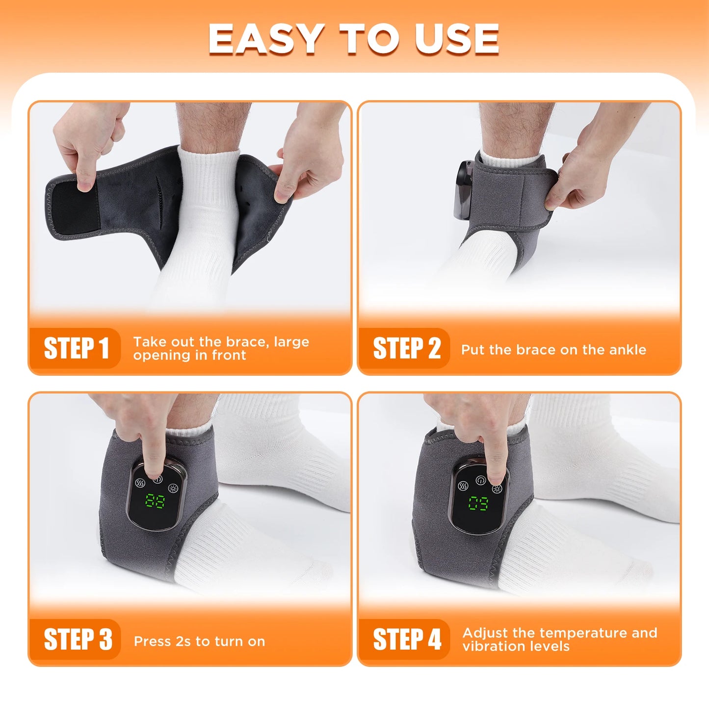 Cordless Heating Ankle Wrist Brace Vibration Massager Electric Hot Compress Massage Ankle Guard Wristband Hand Foot Protector Beauty World Shop