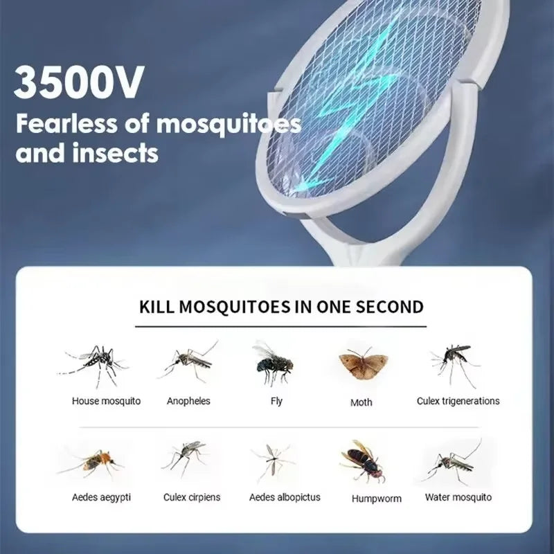 5 In 1 Fast Charging Racket Kill Fly Bug Safety Insulated Battery Powered Lamp ABS Adjustable Electric Mosquito Swatter Beauty World Shop