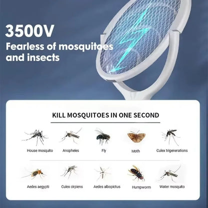 5 In 1 Fast Charging Racket Kill Fly Bug Safety Insulated Battery Powered Lamp ABS Adjustable Electric Mosquito Swatter Beauty World Shop