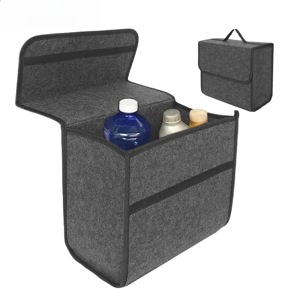1pc Car Storage Felt Box For Dark Gray Anti Slip Storage Tools Towels Car Accessories Universal Foldable High-Quality Felt Box Beauty World Shop
