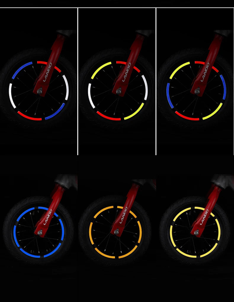 Reflective Tire Sticker Safety Sticker Color Kids Balance Bike Reflective Sticker Wheel Decal Bike Accessories Beauty World Shop