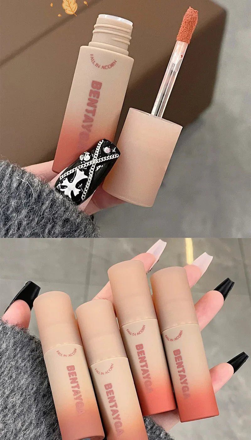 BENTAYGA Autumn Velvet Lip Mud — Matte Finish, Skin-Tone Enhancing Lip Tint, Versatile Nude Makeup, Budget-Friendly for Students Beauty Trend Shop