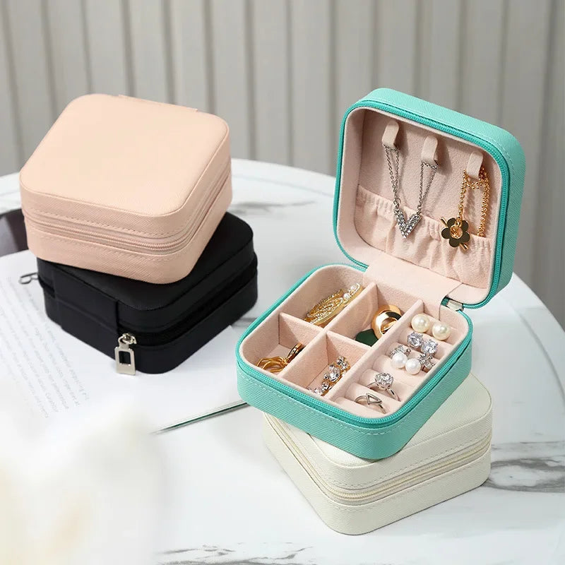 Portable Mini Jewelry Storage Box Travel Organizer Jewelry Case Leather Storage Earrings Necklace Ring Jewelry Organizer Display Beauty World Shop