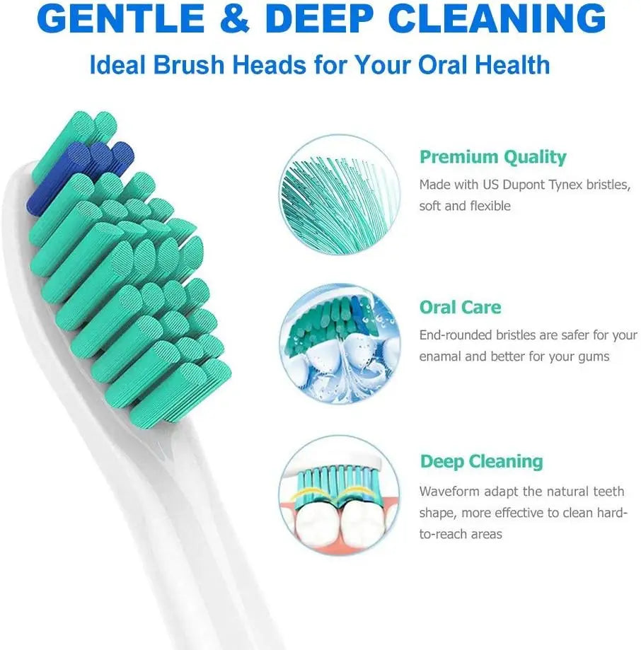 4-32pcs  Replacement Toothbrush Heads Compatible with Philips Sonicare Electric Brush Head 1100 2100 4100 4300 5100 5300 6100 Beauty World Shop