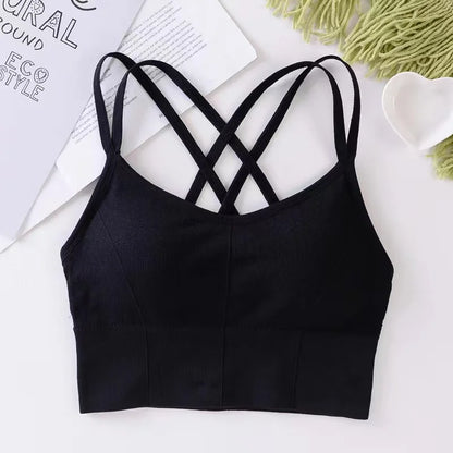 Sexy Women Tops Back Cross Strap Tank Top Push Up Running Sports Bra Breathable Soft Fitness Beauty Solid Color Yoga Bra Beauty World Shop