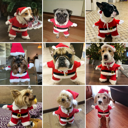 Christmas Pet Costume For Small Dogs Cats Funny Santa Claus Cosplay Dog Jumpsuit For Party Cute Pets Clothes Chihuahua Pug Coat