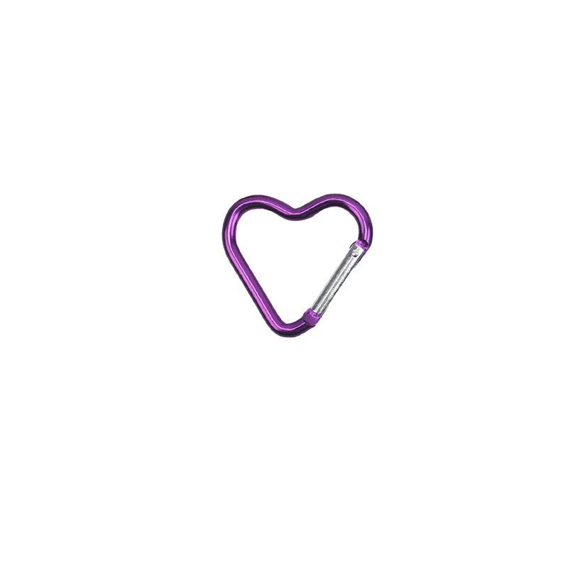 1 Pcs Heart-shaped Aluminum Carabiner Key Chain Clip Outdoor Keyring Hook Water Bottle Hanging Buckle Travel Kit Accessories Beauty World Shop